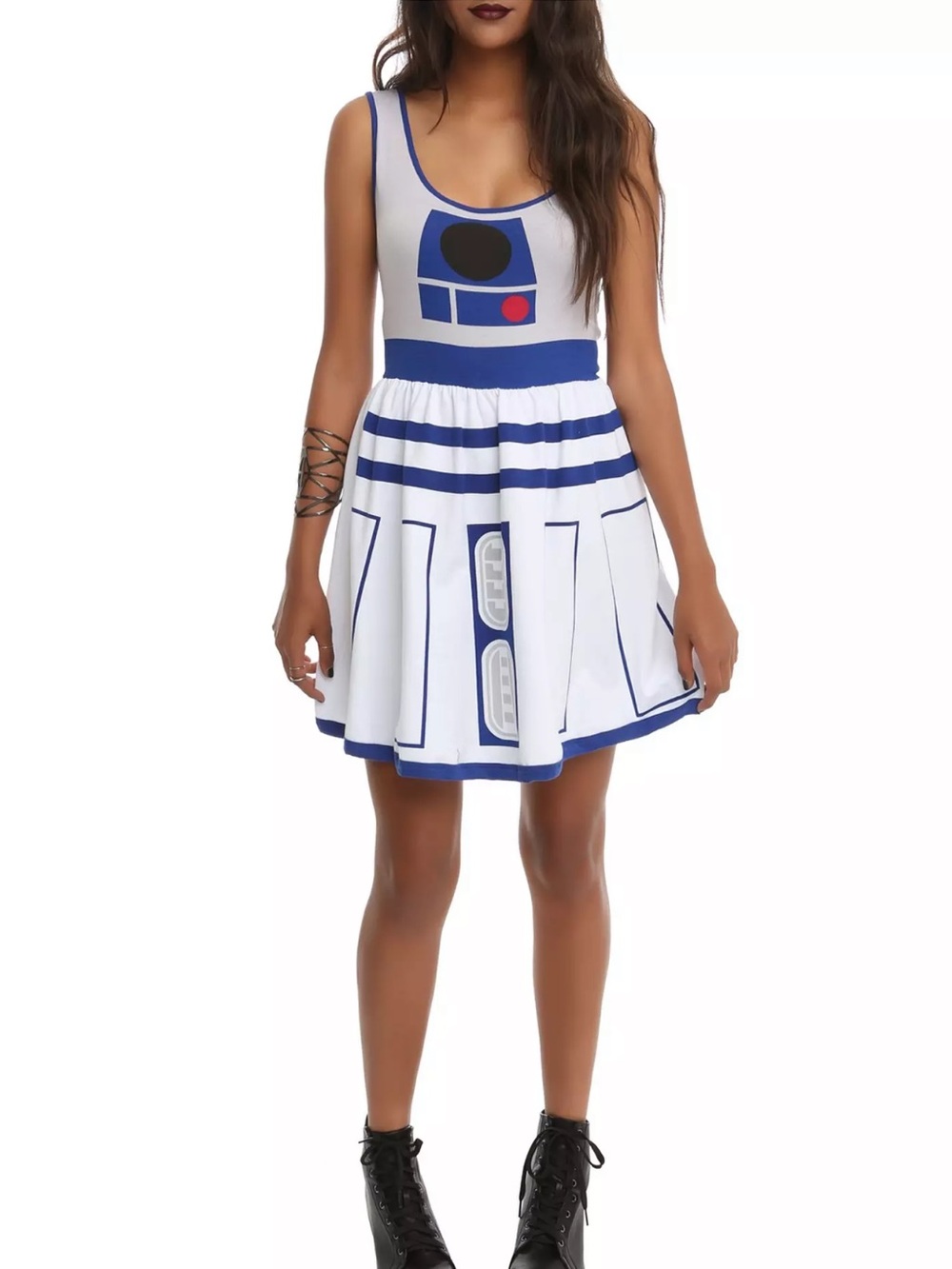Star Wars Her Universe White Blue Grey R2-D2 Dress Size Large